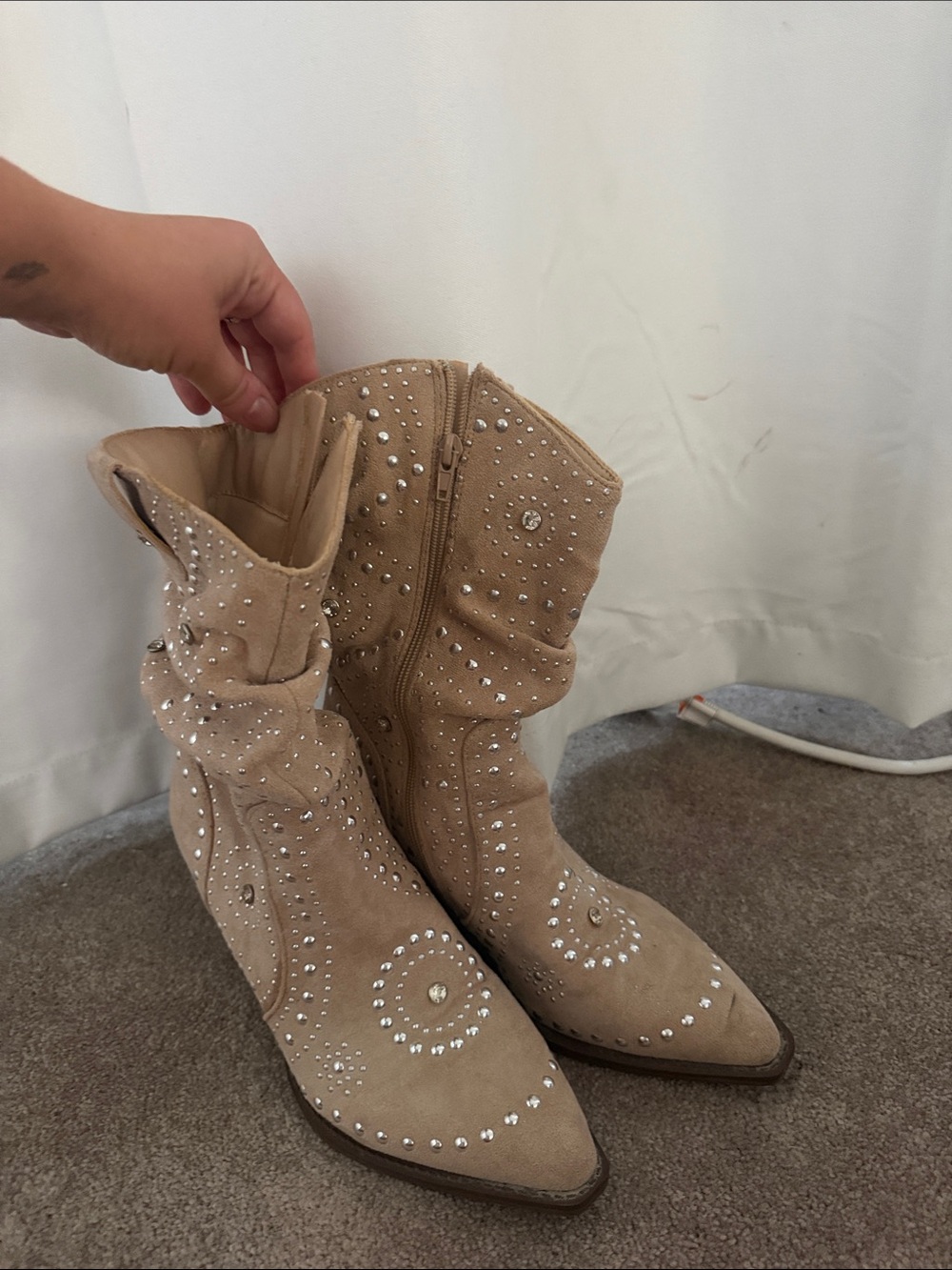 Cape Robbin Tan Studded Western Ankle Boots